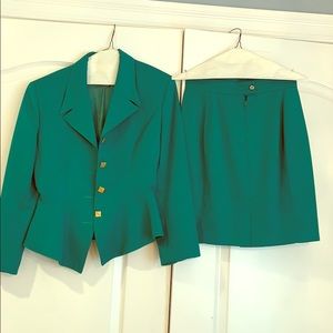 Green suit jacket and skirt set